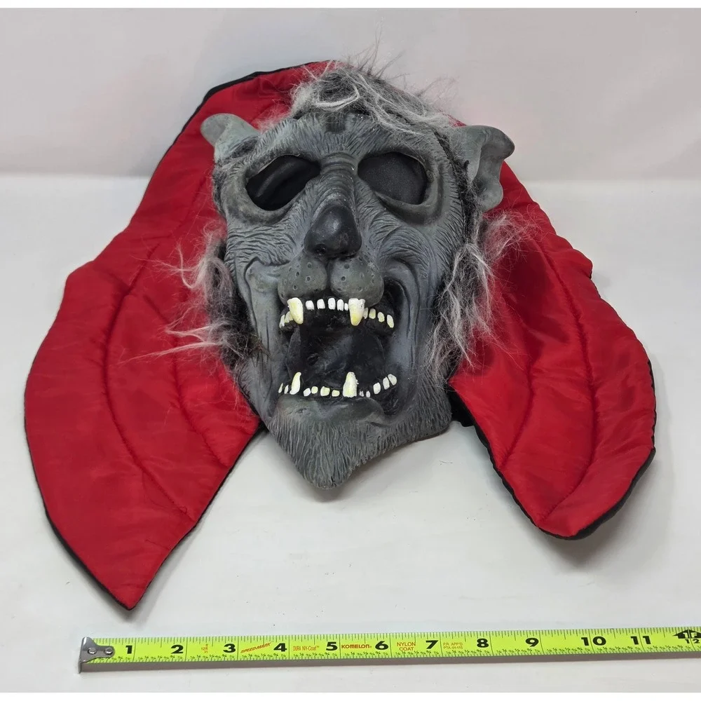 Vintage Easter Unlimited Werewolf Mask Red Hooded Grey Rubber Horror Halloween